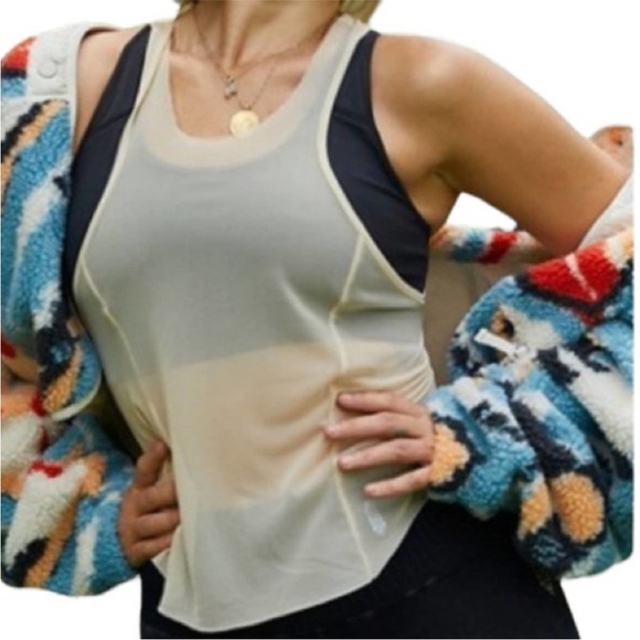 FreePeople mesh tank top sesh cream  New with tag - Picture 1 of 3